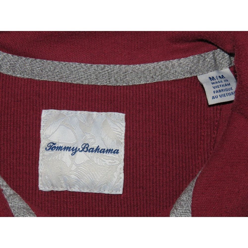 Men's Tommy Bahama Cotton Blend Knit Red Collared Snap Sweater Medium - Picture 6 of 6